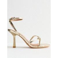 New Look Gold Intertwined Strap Faux Leather Heeled Sandals