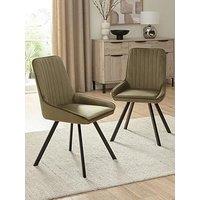 Very Home Marlow Pair Of Dining Chairs - Moss Green/Black - Fsc Certified