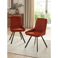 Very Home Marlo Pair Of Velvet Dining Chairs - Rust/Black - Fsc Certified