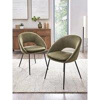 Very Home Pair Of Aurelia Dining Chairs - Moss Green/Black - Fsc Certified