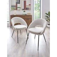 Very Home Pair Of Aurelia Boucle Dining Chairs - Cream/Black - Fsc Certified
