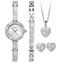 Sekonda Womens Sparkle Silver Alloy Bracelet With Silver Dial Analogue Gift Set
