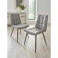 Very Home Harlem Pair Of Faux Leather Dining Chairs - Grey/Black - Fsc Certified