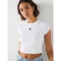 Calvin Klein Jeans Ribbed Logo Baby T-Shirt - White