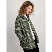 Seasalt Cornwall Wool Blend Check Relaxed Coat - Navy