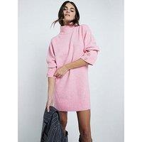 River Island High Neck Jumper Dress - Medium Pink