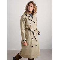 Seasalt Cornwall Double Breasted Hooded Trench Coat - Cream - Beige