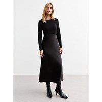 New Look 2-In-1 Bias Cut Satin Midi Dress - Black