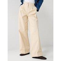 V By Very Turn Up Straight Leg Trousers - Butter Lemon