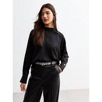 New Look High Neck Satin Top - Black