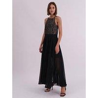Religion Beaded Bodice Maxi Dress - Black