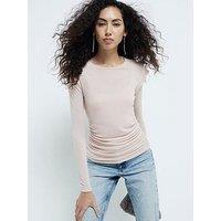 River Island Ruched Lurex Top - Light Pink