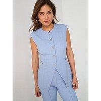 V By Very Longline Textured Waistcoat Co-Ord - Blue