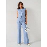 V By Very Textured Kickflare Co-Ord Trousers - Blue