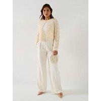 V By Very Wide Leg Pleated Trouser - Cream
