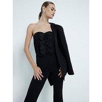 River Island Bow Front Jumpsuit - Black