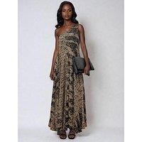 Religion One Shoulder Maxi Dress - Brown