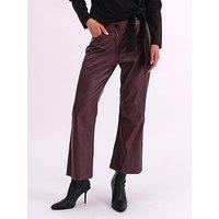 Religion Matte Faux Leather Bootcut Trouser - Red