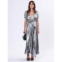 Religion Fold Wrap Maxi Dress - Grey
