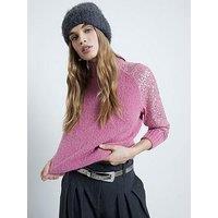 River Island Sequin Sleeve Jumper - Medium Pink