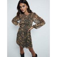 River Island Shirred Hybrid Tea Dress - Brown