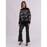 Religion Abstract Print Crewneck Jumper - Black