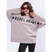 Religion Rebel Heart Oversized Jumper - Beige