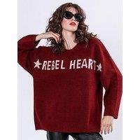 Religion Rebel Heart Oversized Jumper - Red