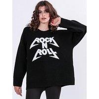 Religion Oversized Lightning Bolt Print Jumper - Black