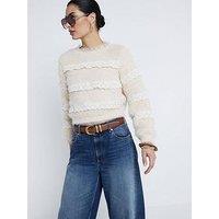 River Island Fluffy Lace Trim Jumper - Light Pink