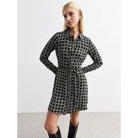 New Look Black Chain Mini Shirt Dress - Print