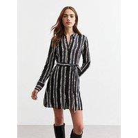 New Look Stripe Mini Shirt Dress - Blue
