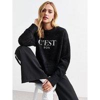New Look C'Est Bon Fluffy Jumper - Black