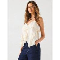 V By Very Crinkle Button Through Occasion Cami - Cream