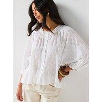 V By Very Dobby Button Through Cotton Blouse