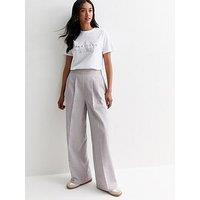 New Look Grey Tailored Wide Leg Trousers