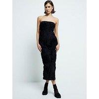 River Island Bandeau 3D Swirl Bodycon Dress - Black