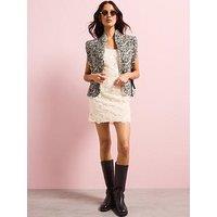 V By Very Sequin Mini Shift Dress - Beige