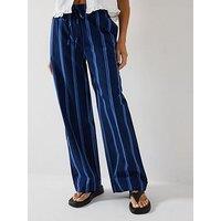 V By Very Blue Stripe Wide Leg Trouser