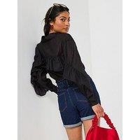 V By Very Frill Sleeve Rami Oversized Blouse