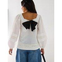 V By Very Square Neck Blouson Sleeve Tie Back