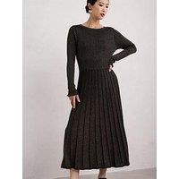 Seasalt Cornwall Cotton Sparkly Midi Skater Dress - Brown