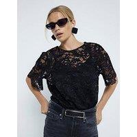 River Island Lace Top - Black