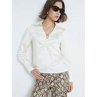 River Island Detailed Ruched Blouse - Cream