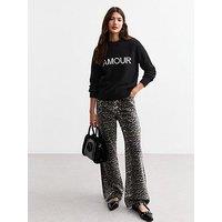 New Look Amour Lettering Knitted Jumper - Black