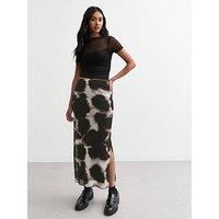 New Look Black Inky Mesh Midi Skirt