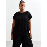 New Look Plisse T-Shirt - Black
