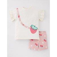 Mini V By Very Girls Strawberry Bag T-Shirt And Cycling Short Set - Multi