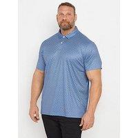 Badrhino Big & Tall Printed Golf Polo Shirt - Blue