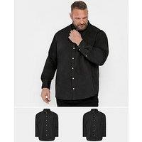 Badrhino 2 Pack Long Sleeve Poplin Shirt - Black